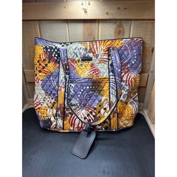 Vera Bradley Quilted Tote Bag With Fall Leaf Print Multicolor Pattern Large - Picture 2 of 11